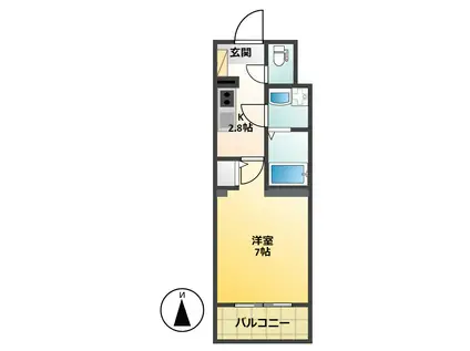 アムールペー西町(1K/4階)の間取り写真