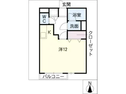 WIN1(ワンルーム/2階)の間取り写真