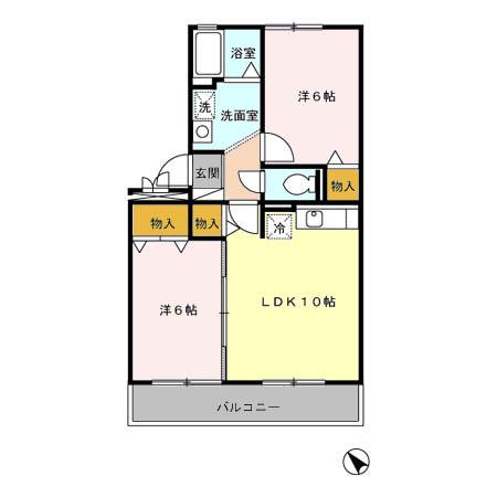 コンフォート嵯峨(2LDK/1階)の間取り写真
