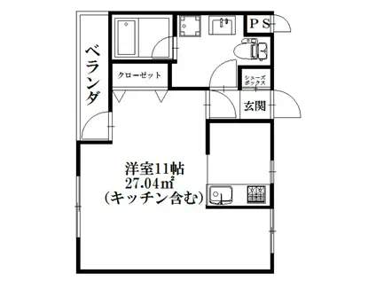 サンドール八番館(ワンルーム/4階)の間取り写真