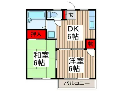 タウニー所沢I(2DK/2階)の間取り写真