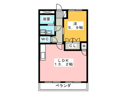ルミナスイン(1LDK/2階)の間取り写真