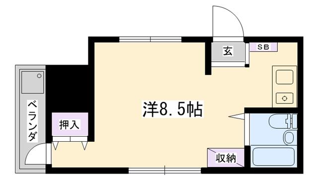 第二モギハイツ(ワンルーム/2階)の間取り写真