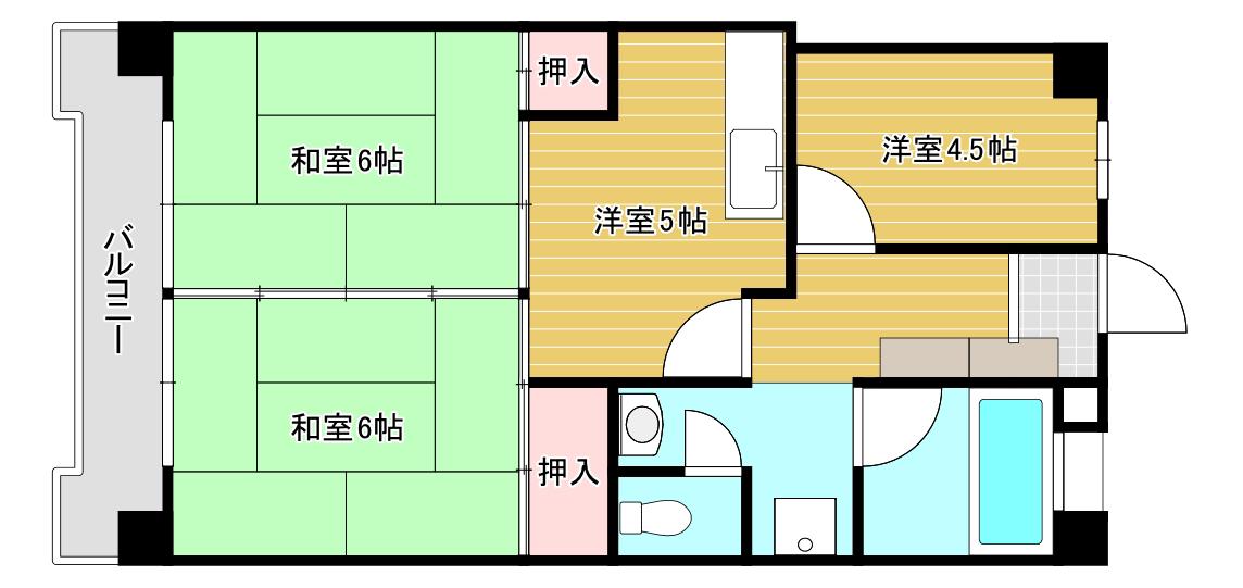 第8岡部ビル(3DK/4階)の間取り写真