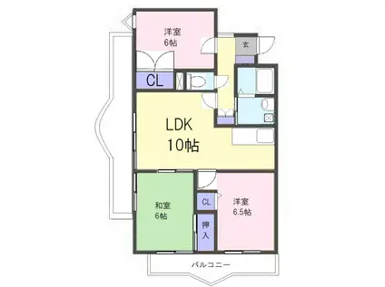 シャトーカワイ(3LDK/4階)の間取り写真