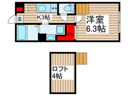 OPUSV(1K/1階)の間取り写真