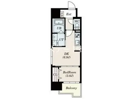 S-RESIDENCE六ツ門ADRイーストII(1DK/3階)の間取り写真