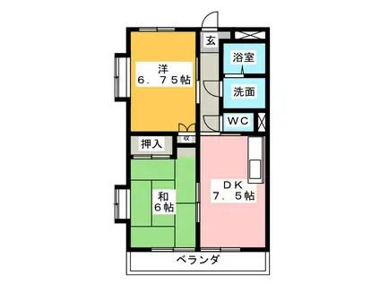アイリス(2DK/1階)の間取り写真