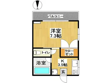 ル・シェル(1K/1階)の間取り写真