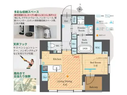 パークルール恵比寿(1LDK/7階)の間取り写真