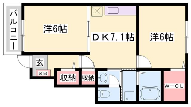 ラブリーコート(2DK/1階)の間取り写真