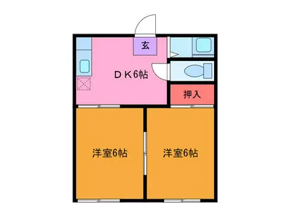 ホワイトコーポ(2DK/2階)の間取り写真