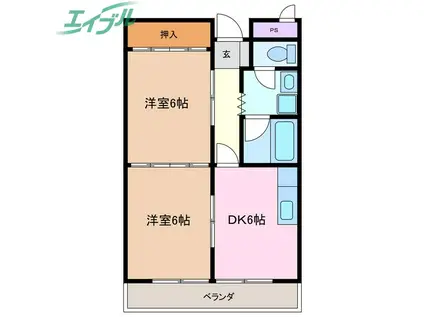 第三セントラルビル(2DK/5階)の間取り写真