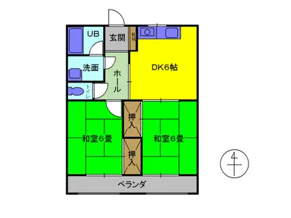 パークハイツ馬場(2DK/3階)の間取り写真
