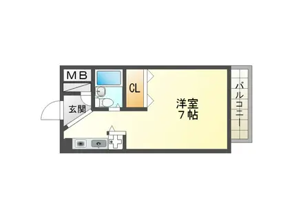 ラムール西舞子(1K/2階)の間取り写真