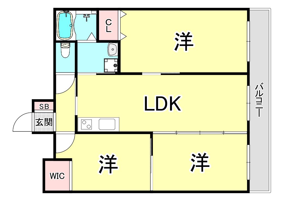 エヴァンスII(3LDK/3階)の間取り写真