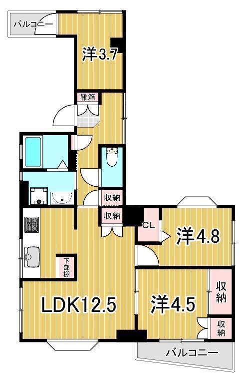 KSビル(3LDK/3階)の間取り写真