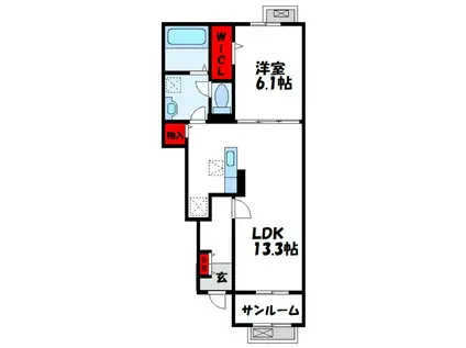 グラッドネス志免東I A棟(1LDK/1階)の間取り写真