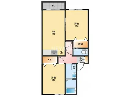 セジュールYMIII(2DK/1階)の間取り写真