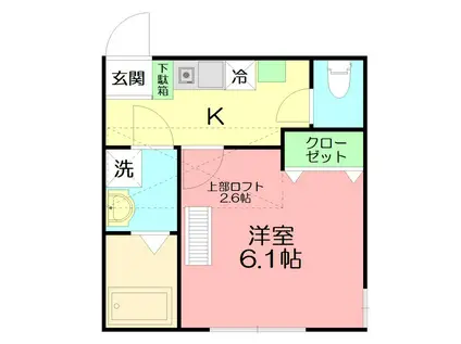 ピュアメゾン秦野南矢名II(1K/2階)の間取り写真