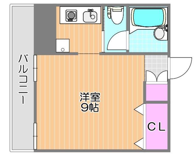 ラ・メール撫川(1K/2階)の間取り写真