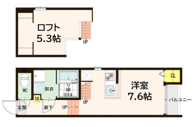 SAKURA COURT(1K/2階)の間取り写真