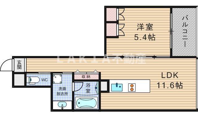 オービットステージ北堀江(1LDK/2階)の間取り写真