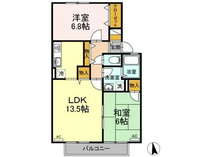 ピュアメゾン A棟(2LDK/2階)の間取り写真