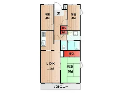カサベルデ(3LDK/3階)の間取り写真