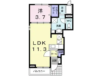 ソフィア(1LDK/1階)の間取り写真
