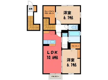 グラン・ウィン(2LDK/2階)の間取り写真