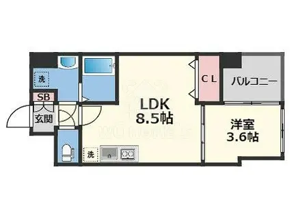 HS梅田イースト(1LDK/14階)の間取り写真