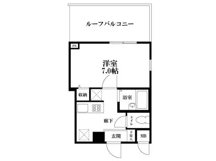 かいらぎ 駅前 ルーフバルコニー付 眺望抜群(1K/4階)の間取り写真