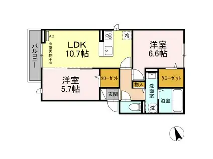 アールドソレイユ(2LDK/2階)の間取り写真