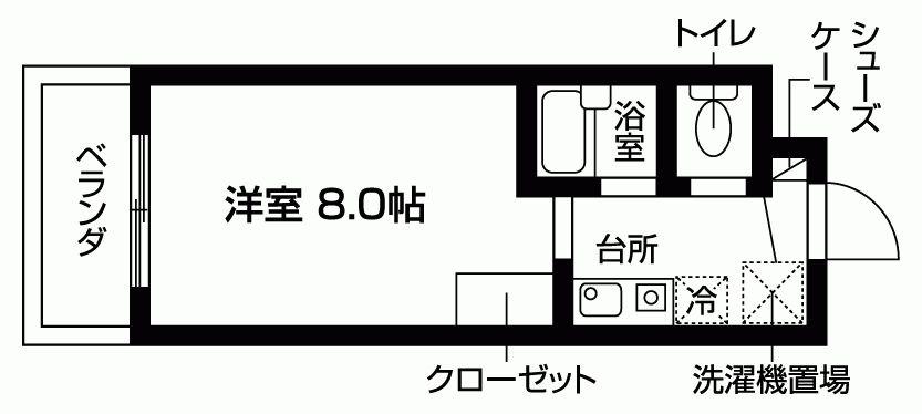 ピュアパレス江戸川台(1K/2階)の間取り写真