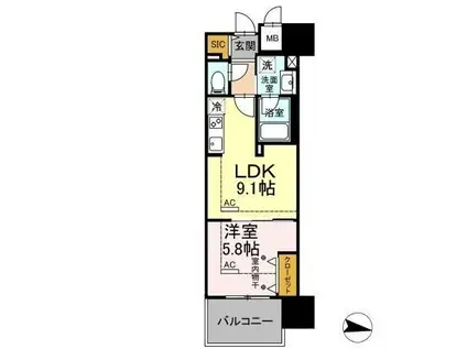 PARK AVENUE イースト(1LDK/2階)の間取り写真