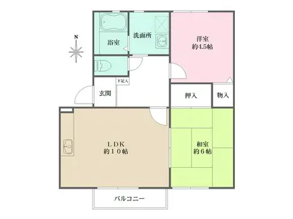 コニー行幸(2LDK/2階)の間取り写真