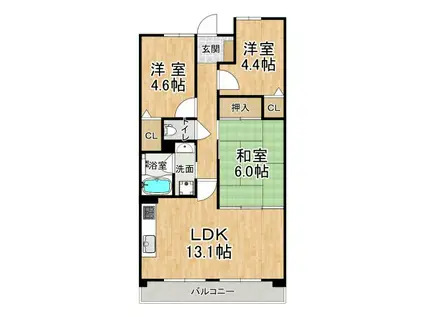 アプリーレ垂水(3LDK/5階)の間取り写真