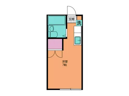 スカイハイツ(ワンルーム/2階)の間取り写真