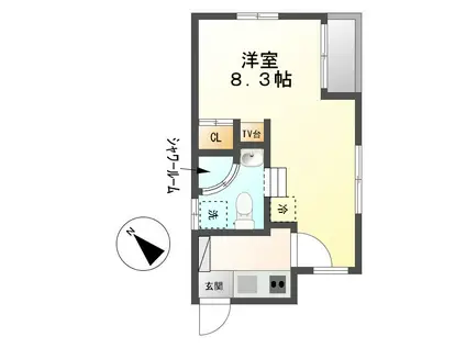 ソリッド則武(1K/1階)の間取り写真