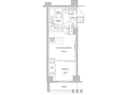 ザ・パークハビオ文京江戸川橋(1LDK/2階)の間取り写真