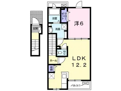 ミルフロールV(1LDK/2階)の間取り写真