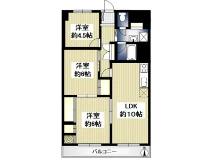 グリーンハイツ向陽2号棟(3LDK/2階)の間取り写真