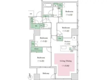 アイコニックタワー 新潟ステーション(2LDK/8階)の間取り写真
