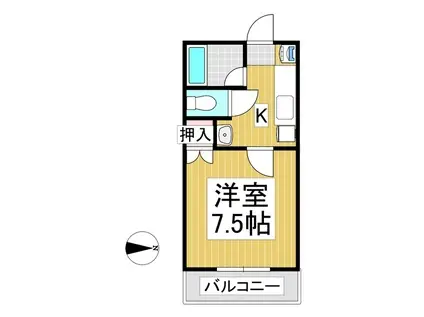パークハイツ上田 C棟(1K/2階)の間取り写真