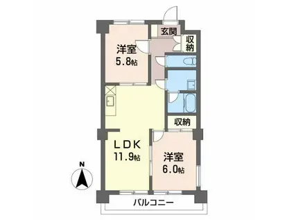 ISHIKAWAビル(2LDK/2階)の間取り写真