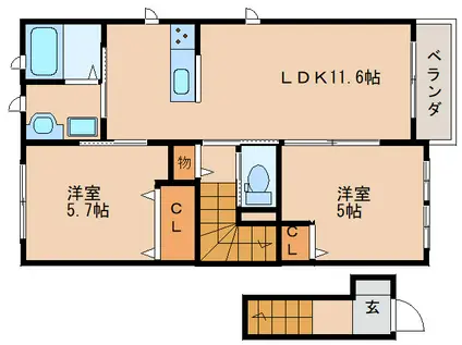 SERENA VILLA SK I(2LDK/2階)の間取り写真
