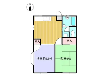 シャーレー柚ノ木(2DK/1階)の間取り写真