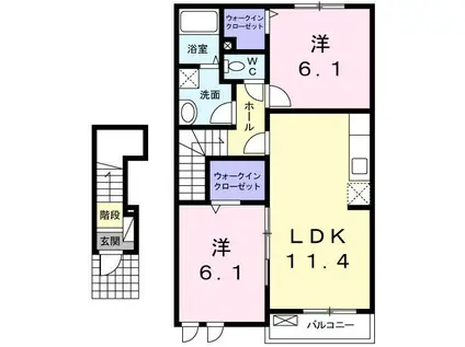 グリーンヒルB(2LDK/2階)の間取り写真