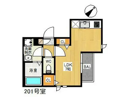 GRANDTIC プランタン井尻(ワンルーム/2階)の間取り写真